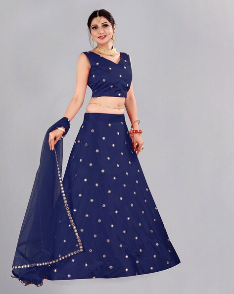 Elite Navy Blue Taffeta Silk Embroidered Women Lehenga Choli Set with  Dupatta at Rs 2338.00 | कढ़ाई वाला लेहंगा, बूटेदार लहंगा - SVB Ventures,  Bengaluru | ID: 2851587950391