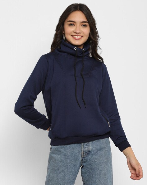 Drawstring cowl outlet neck sweatshirt