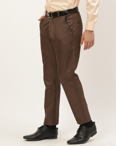 JUMP USA Men Chocolate Brown Casual Regular Fit Trousers