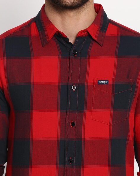 wrangler red check shirt