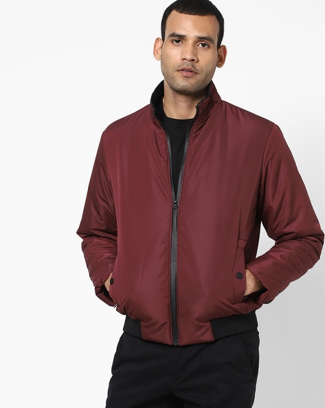 Maroon bomber jacket on sale men