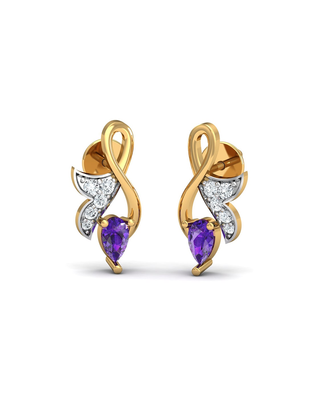 Buy Circular Purple Stone Silver Plated Earrings onlineKaragiri