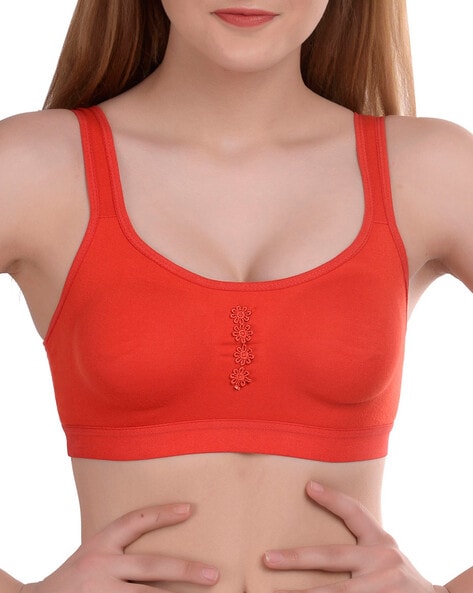 Cotton Non-Padded Sports Bra Panty Set for Girls Ladies and Women, Red, Low  at Rs 45/piece in New Delhi