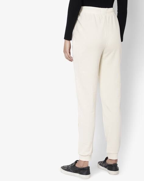 Ajio Cream Cuffed Joggers Buy Cream Track Pants For Women By