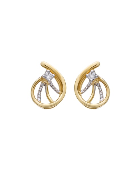 Jewelili Diamond Men's Round Stud Earrings Sterling Silver Yellow Gold  Jewelry 1/2 CTTW