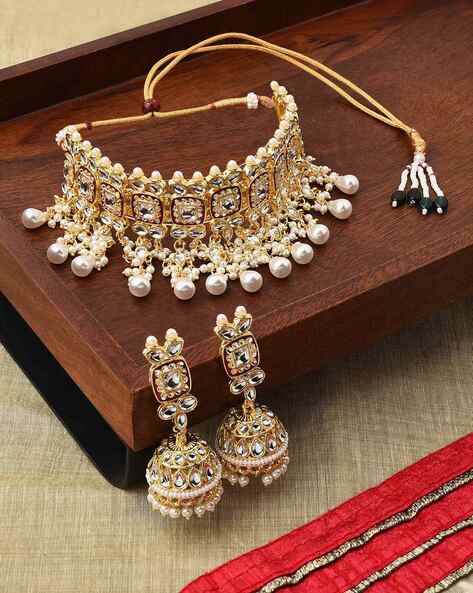 Antique Coin Necklace and Jhumka Set - South India Jewels