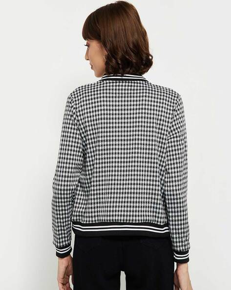 white and black checkered jacket