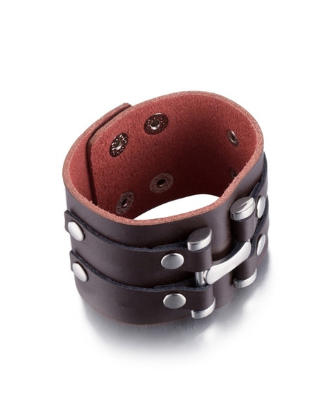 EDEN  ELIE handwoven thick leather bracelet  avenue red