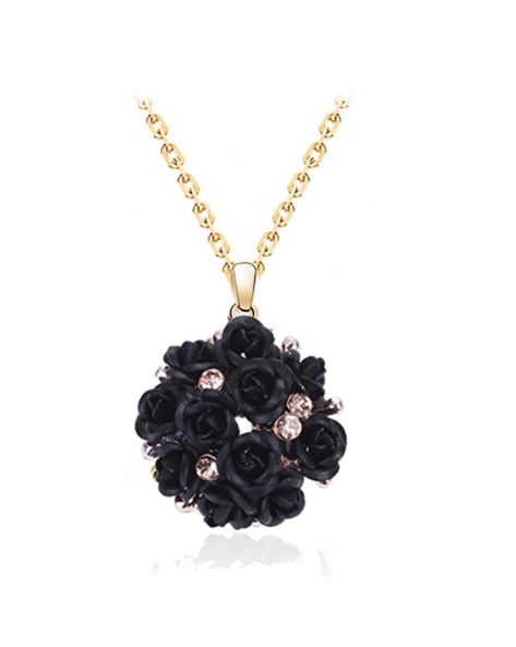 Buy Imported Rose Gold Color Chain Necklace with Black Rose Pendant at  Amazon.in