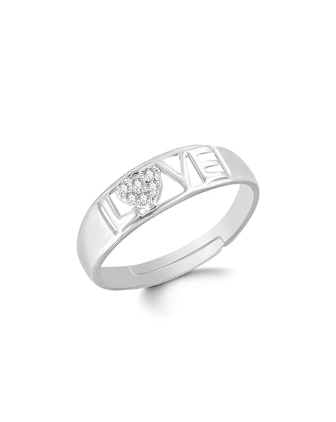 Nidin New Fashion Design Romantic Love Letters Zircon Ring For Women Party  Cute Fine Adjustable Jewelry Minimalist Accessories