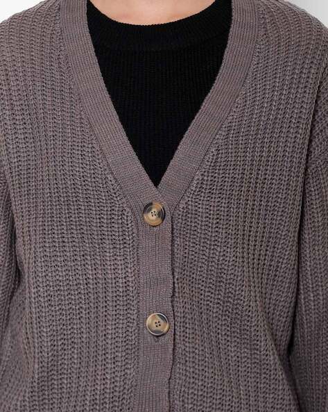 Loose-Fit Button-Front Cardigan