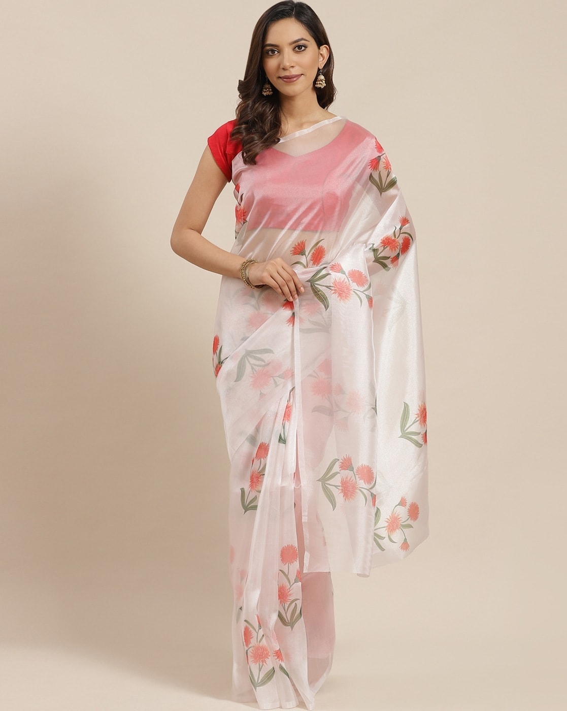 Buy Cream Sarees for Women by Quelea Online | Ajio.com