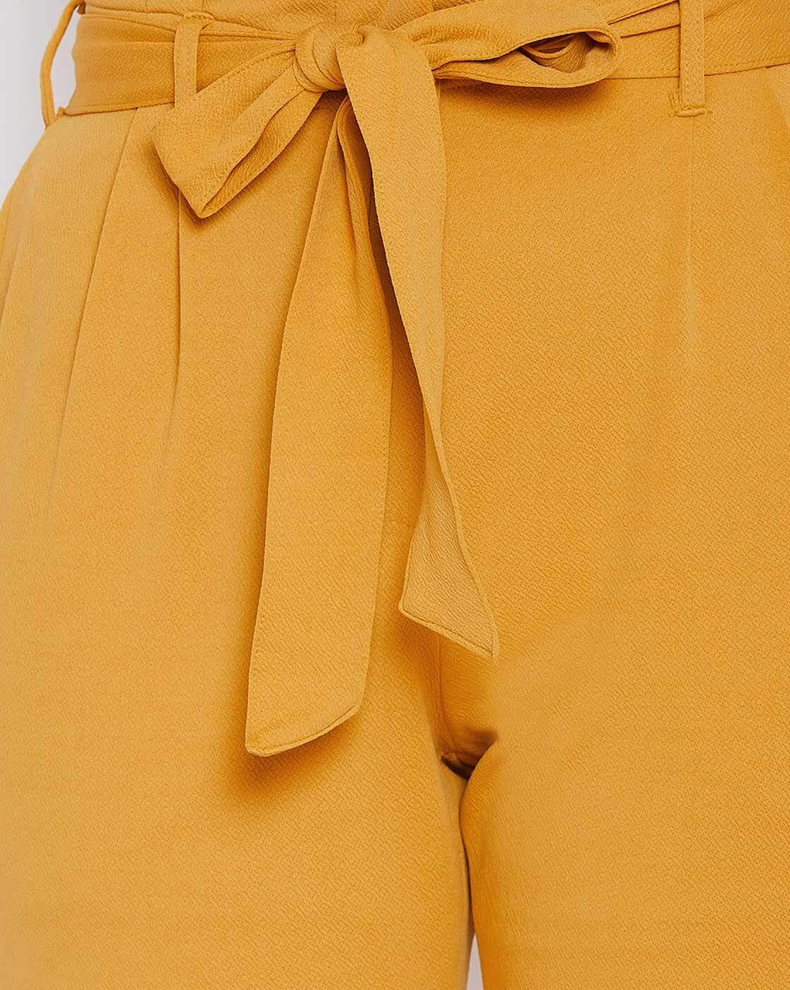 River Island Paperbag Wide Leg Trousers in Yellow | Lyst UK