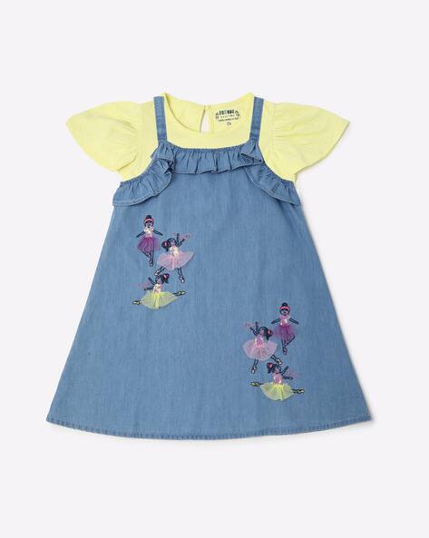 Embroidered A-line Twofer Dress with Top
