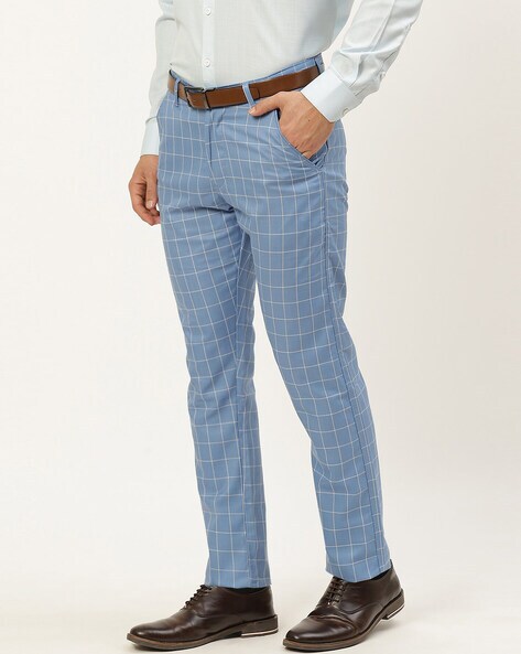 Blue Check Skinny Suit Trousers | New Look