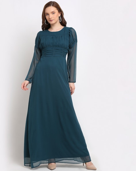 Georgette Maxi Dress With Full Sleeves Party Gown at Rs 1209