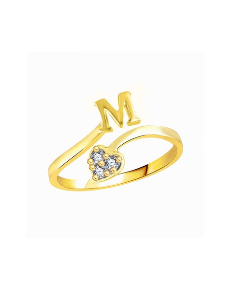 Vighnaharta Valentine Love S Letter In Heart Alloy Cubic Zirconia Gold Plated Ring