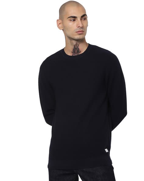Crew-Neck Pullover with Ribbed Hem
