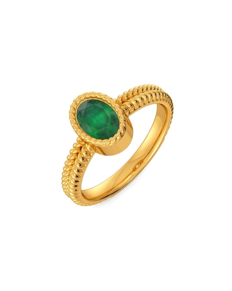 Gold Finish Synthetic Emerald Ring Design by Aster at Pernia's Pop Up Shop  2024