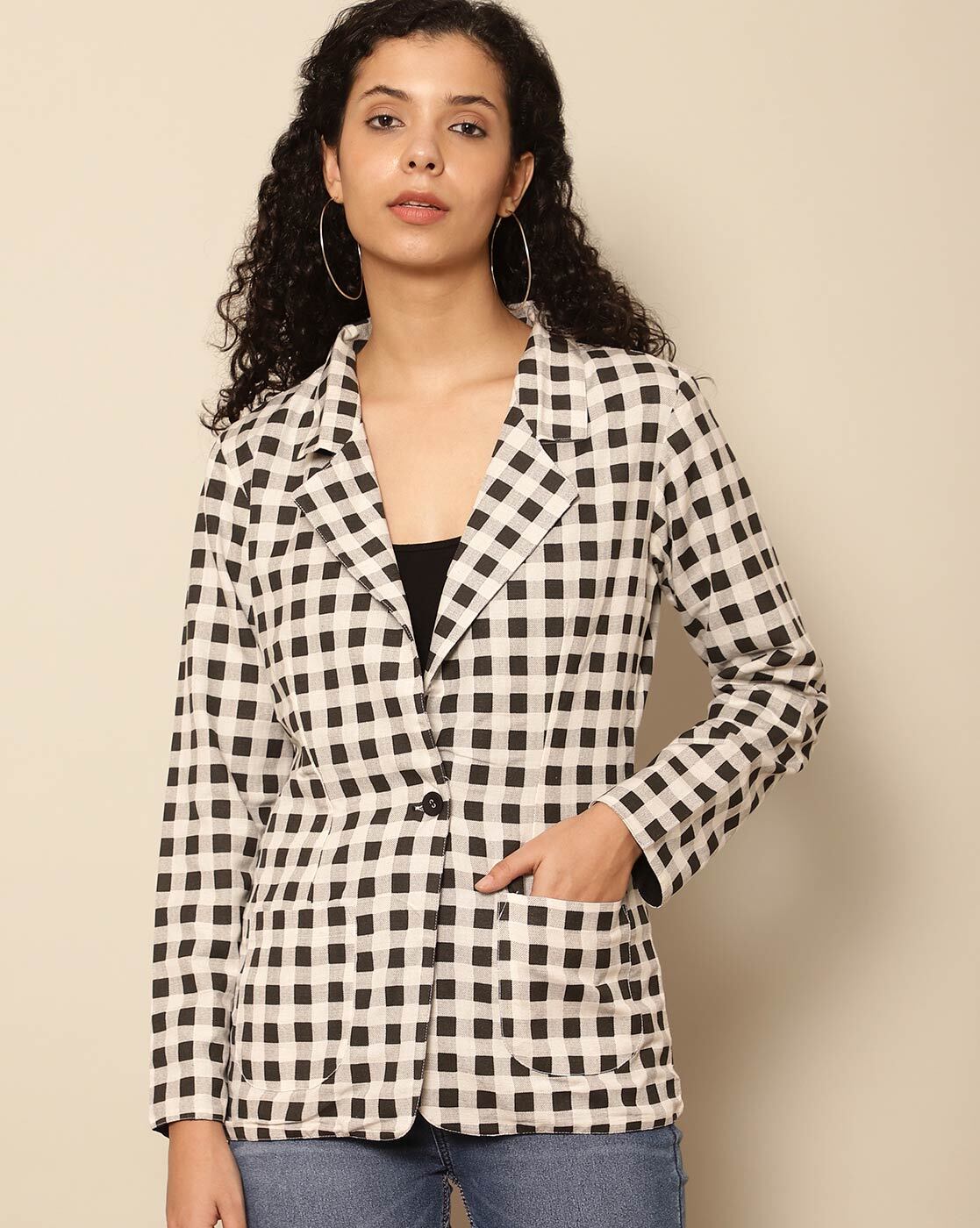 off white houndstooth blazer