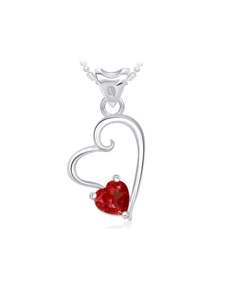 Rhodium-Plated Heart Shape Pendant with Chain