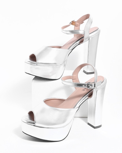Charles & Keith Silver Verona Ankle Strap Sandals