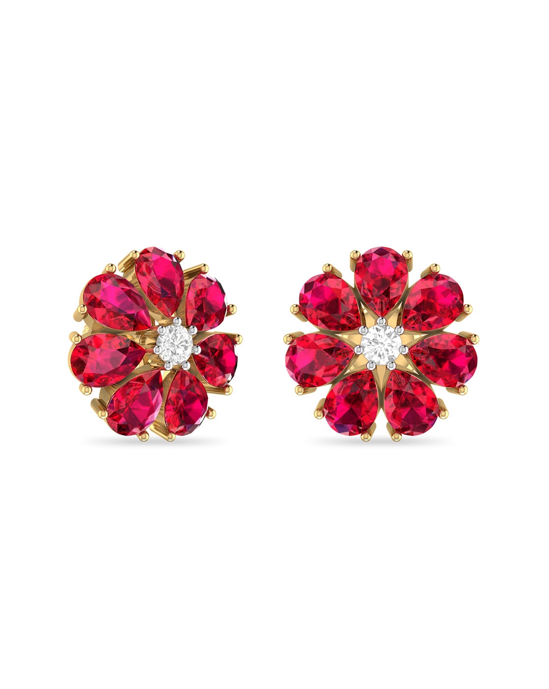 Regal Simulated Diamond Emerald and Ruby Stud Earrings  Ratnali Jewels   ratnalijewels