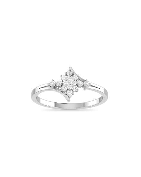 925 Sterling Silver Diamond-Studded Cocktail Ring