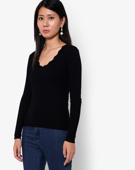 black v neck sweatshirt womens