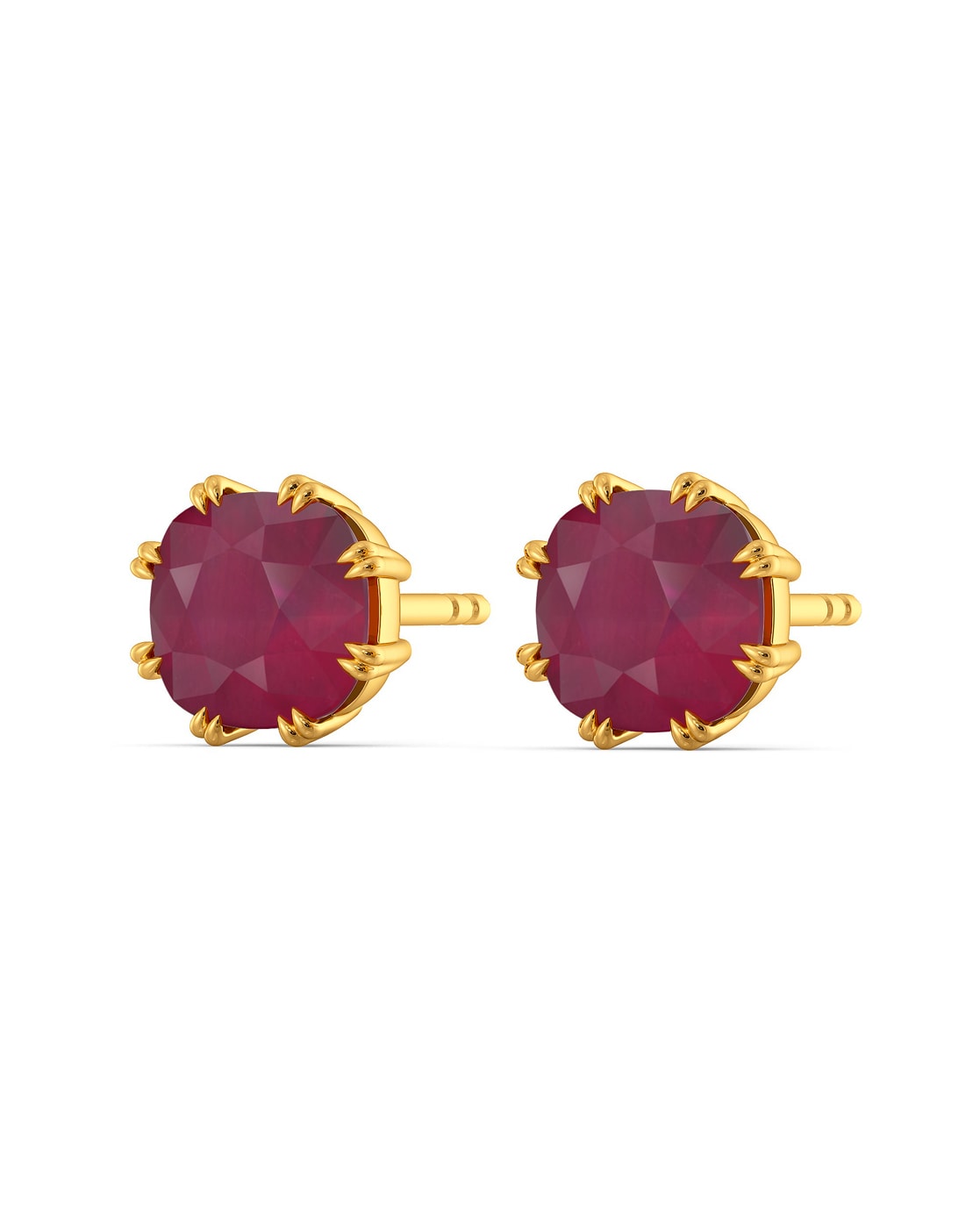 Ruby & Sapphire Cabochon Dangle Earrings 14K Yellow Gold