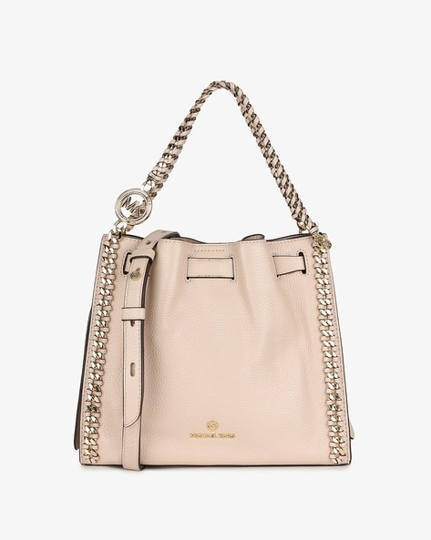Buy Michael Kors Mina Textured Messenger Bag with Chain Handles | Beige  Color Women | AJIO LUXE