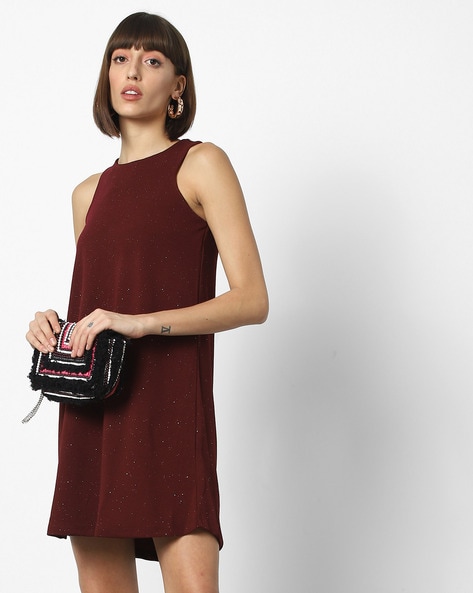 Dark red shift dress best sale