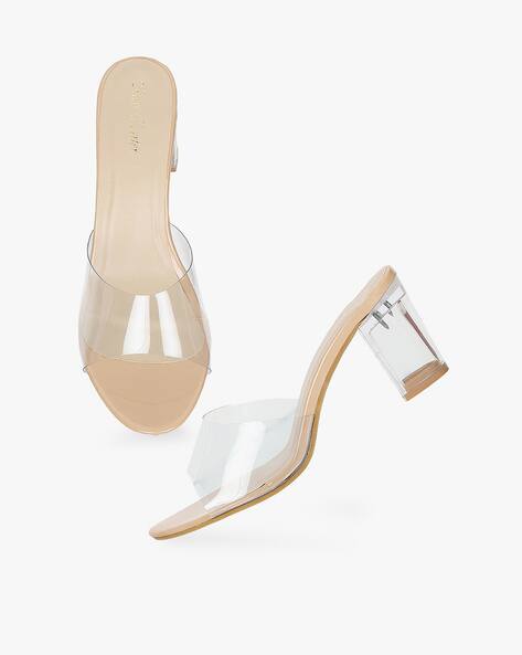 clear strap low heels