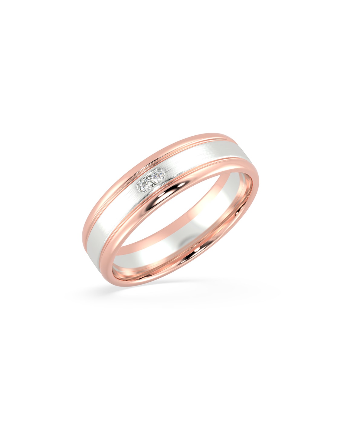 543. Two-Tone Brushed Platinum Rose Gold Polished Beveled Men's Wedding  Rings. | Cape Diamonds : Cape Diamonds