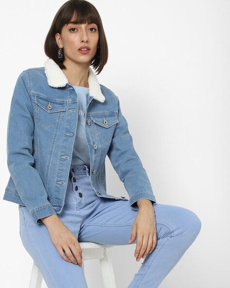 Boundary Lines Denim Shearling Jacket (Denim) · NanaMacs