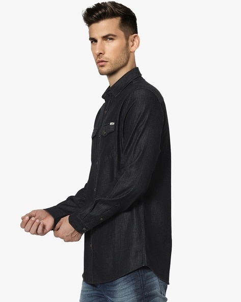 jack and jones black denim shirt