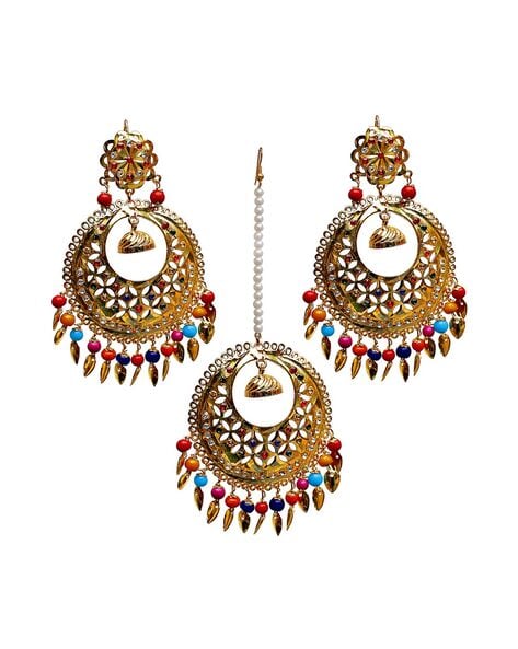 Buy Pale Yellow Pearl and Kundan Earring Tikka Set Punjabi Traditional  Jewelry Jewelry Indian Earrings Ethnic Jewelry Indian Set Online in India -  Etsy