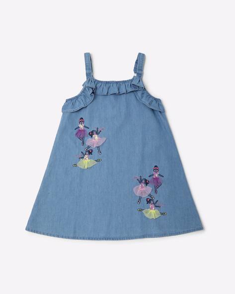 Embroidered A-line Twofer Dress with Top view 2