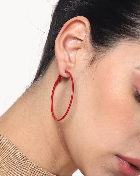 Red Drop Hoop Earrings, 50s 60s Style, Large Resin Earrings by Rosiemays -  Etsy