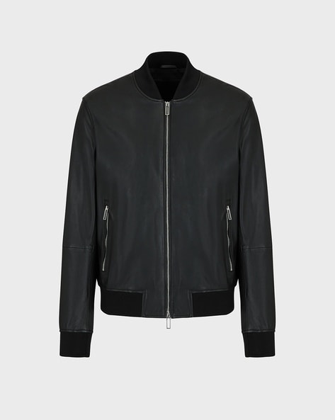 Armani black on sale leather jacket