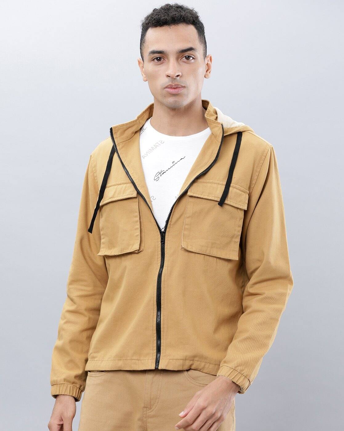 Buy ECKO Hooded Zip-Front Jacket with  Online | Ajio.com