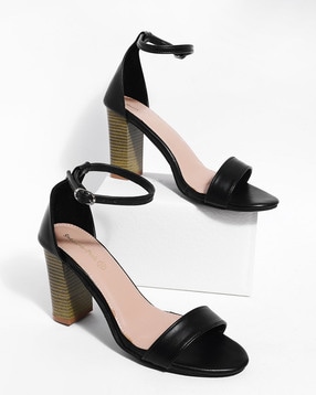 LE CHÂTEAU Floral Leather-Like Ankle Strap High Heel Sandal
