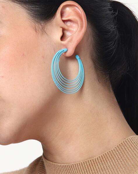 Exaggerated Geometric Blue Crystal Golden Hoop Earrings – Neshe Fashion  Jewelry
