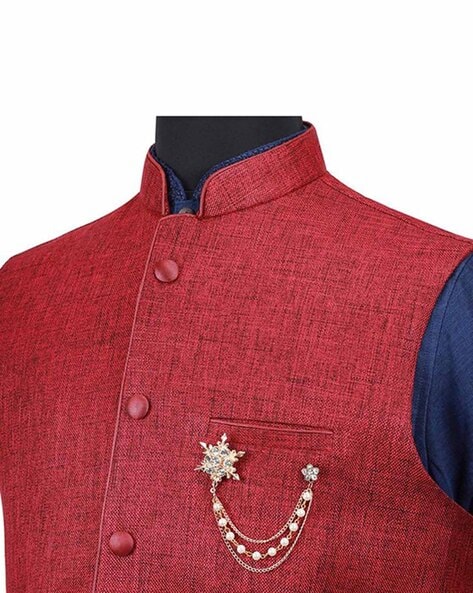 Buy Hirvi Creation Men Red Solid Crepe Nehru Jacket - XL Online at Best  Prices in India - JioMart.