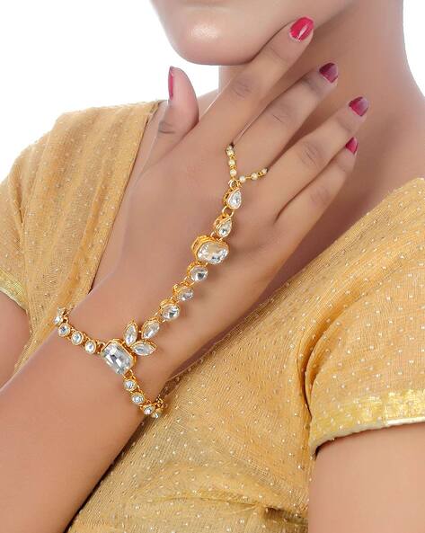 Buy Finger Ring Bracelet Hand Harness Chain Bracelet Rhinestone Gifts for  Women Girls Online at desertcartINDIA