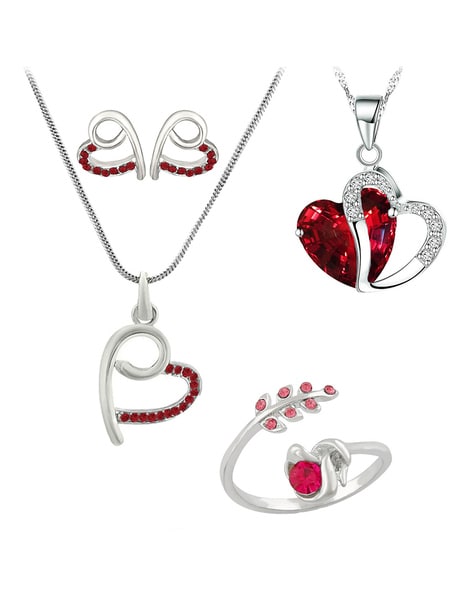 18 inch 14K White Gold Heart Ruby and Diamond Heart Pendant Necklace | Shop  14k White Gold Lusso Color Necklaces | Gabriel & Co