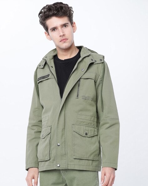 olive green denim jacket for men