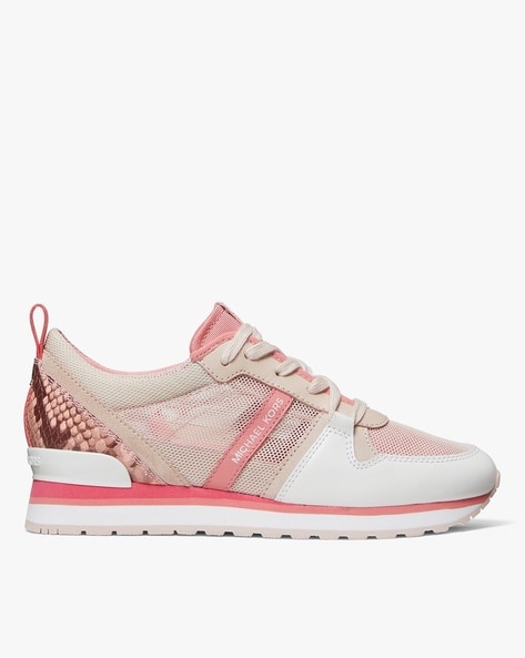 Buy Michael Kors Dash Panelled Low-Top Lace-Up Sneakers | Pink Color Women  | AJIO LUXE