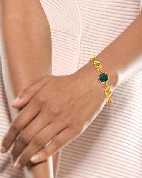 Gold Malachite Emblem Chain Bracelet – Dandelion Jewelry