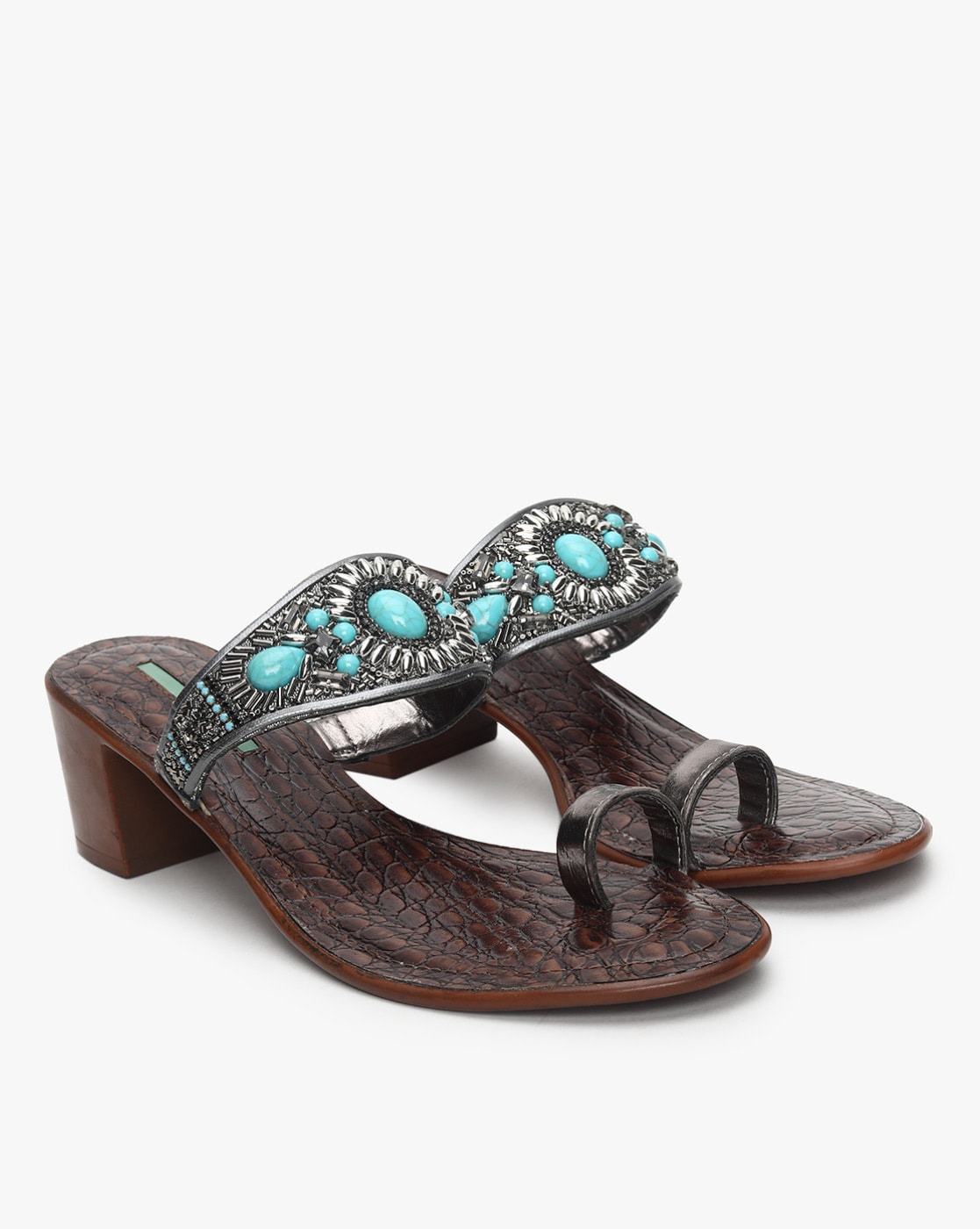 Vintage Jack Rogers Gold Bronze Turquoise Medallion Blue Navajo Jewelled  Whipstich Leather Sandals Thongs 6.5 Medium - Etsy